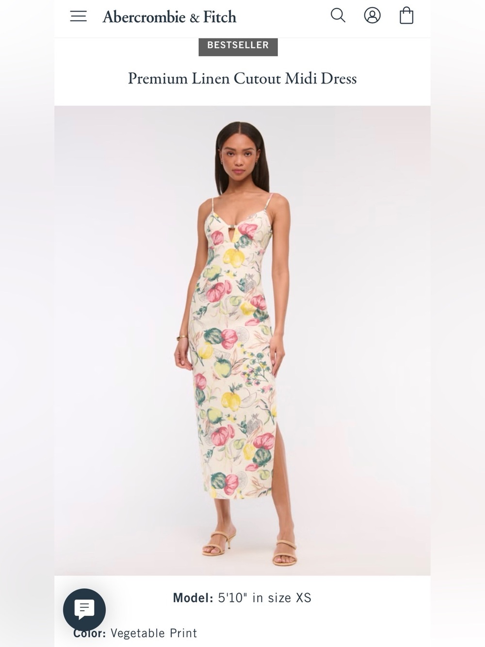 Abercrombie & Fitch Cream Floral Cutout Midi Dress with Pink and Yellow Accents